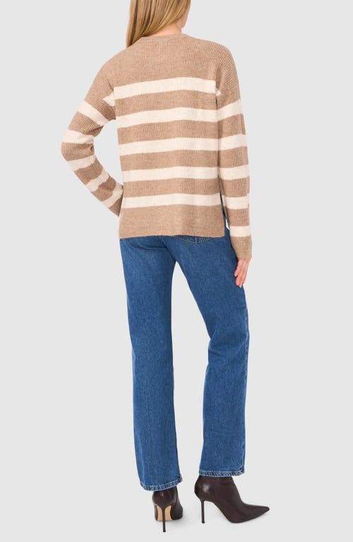 Shop Halogenr Halogen(r) Stripe Crewneck Sweater In Malted Brown/taupe