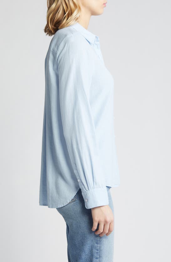 Shop Caslon Linen Blend Button-up Shirt In Blue Skyway