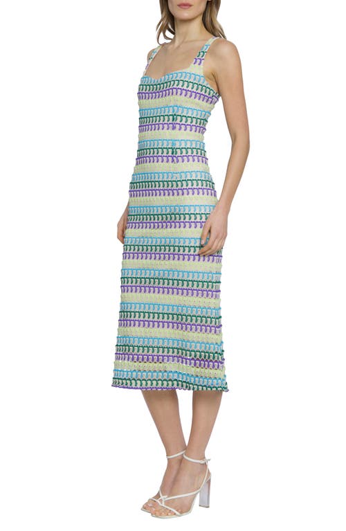 Shop Donna Morgan For Maggy Sleeveless Knit Midi Dress In Blue/purple/green