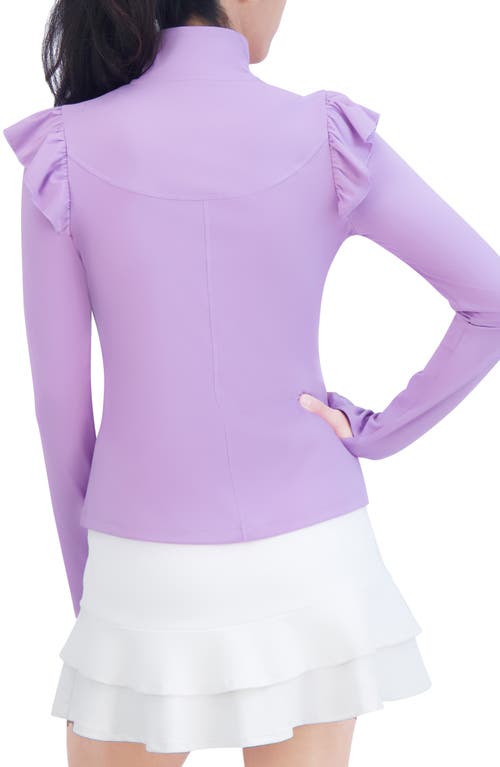 Shop Sage Collective Sage Collective Flyer Ruffled Performance Zip Jacket In Lilac