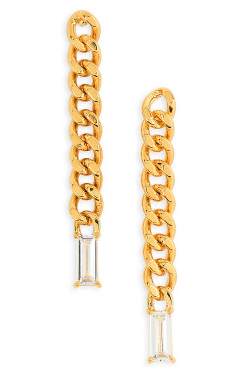 Demi Fine Crystal Curb Chain Linear Drop Earrings