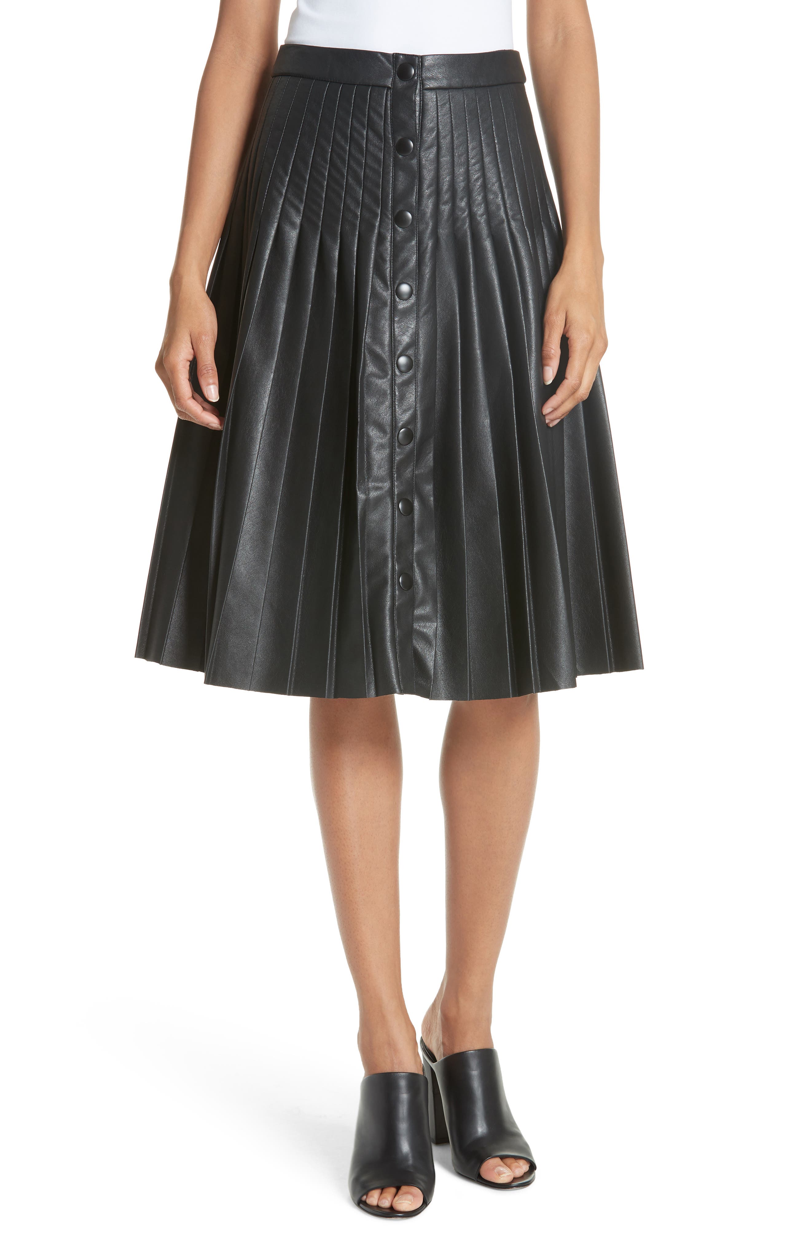 rebecca taylor brown leather skirt