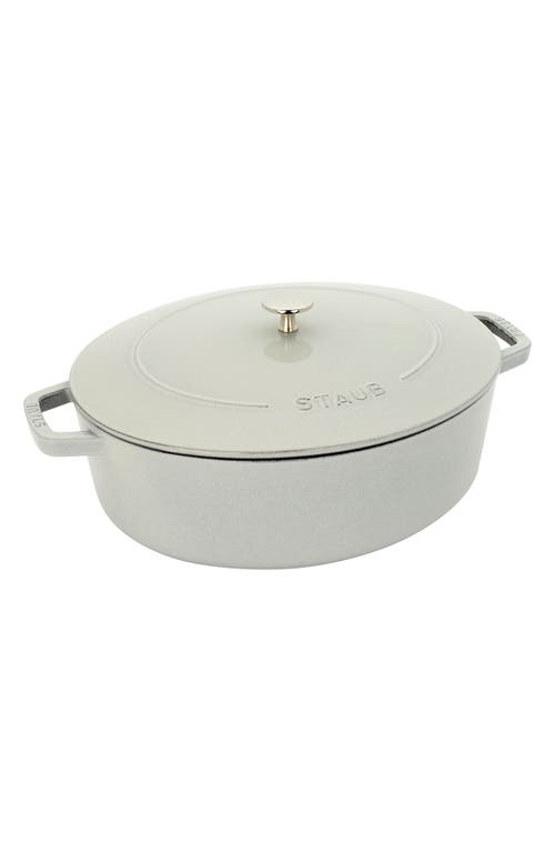 Staub 6.25-Quart Enameled Cast Iron Shallow Oval Dutch Oven in White Truffle 