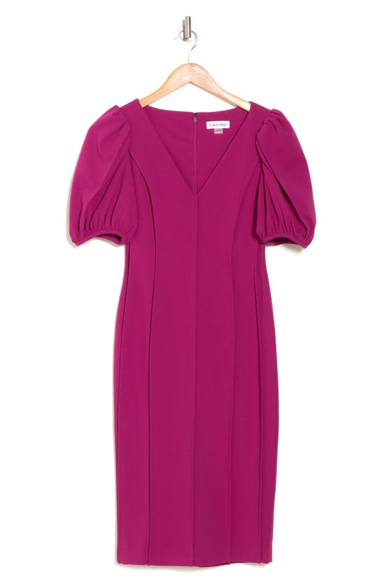 Calvin Klein Puff Sleeve Sheath Dress In Boysenberry ModeSens