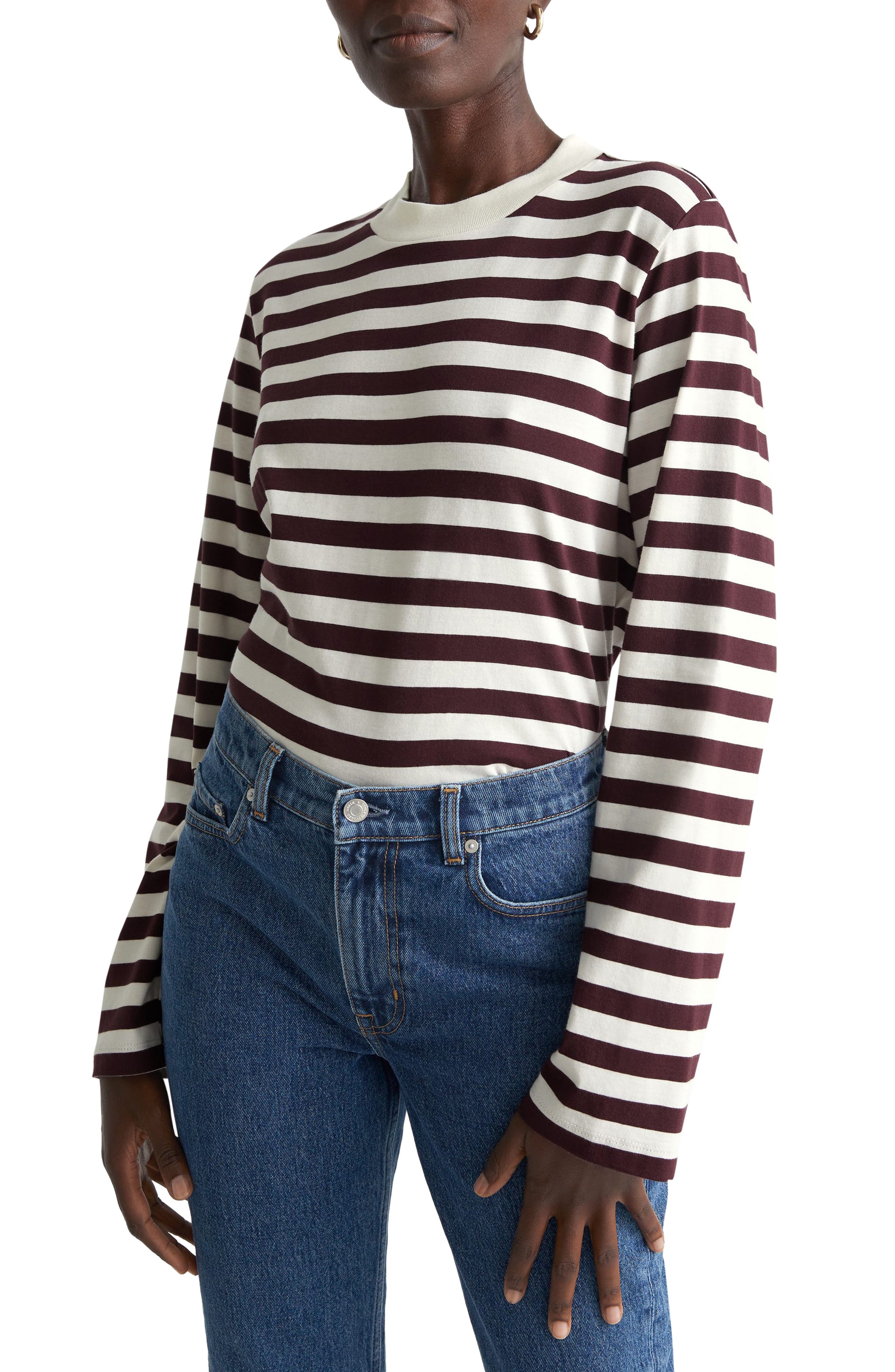 womens long sleeve stripe top