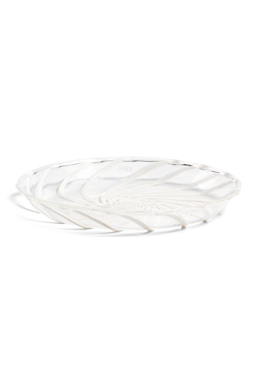 HAY Spin Saucer in Clear With White Stripes