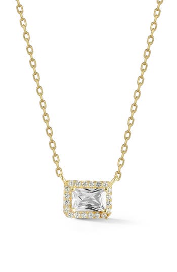 Glaze Jewelry 14k Gold Plated Sterling Silver Cz Halo Pendant Necklace In Gold