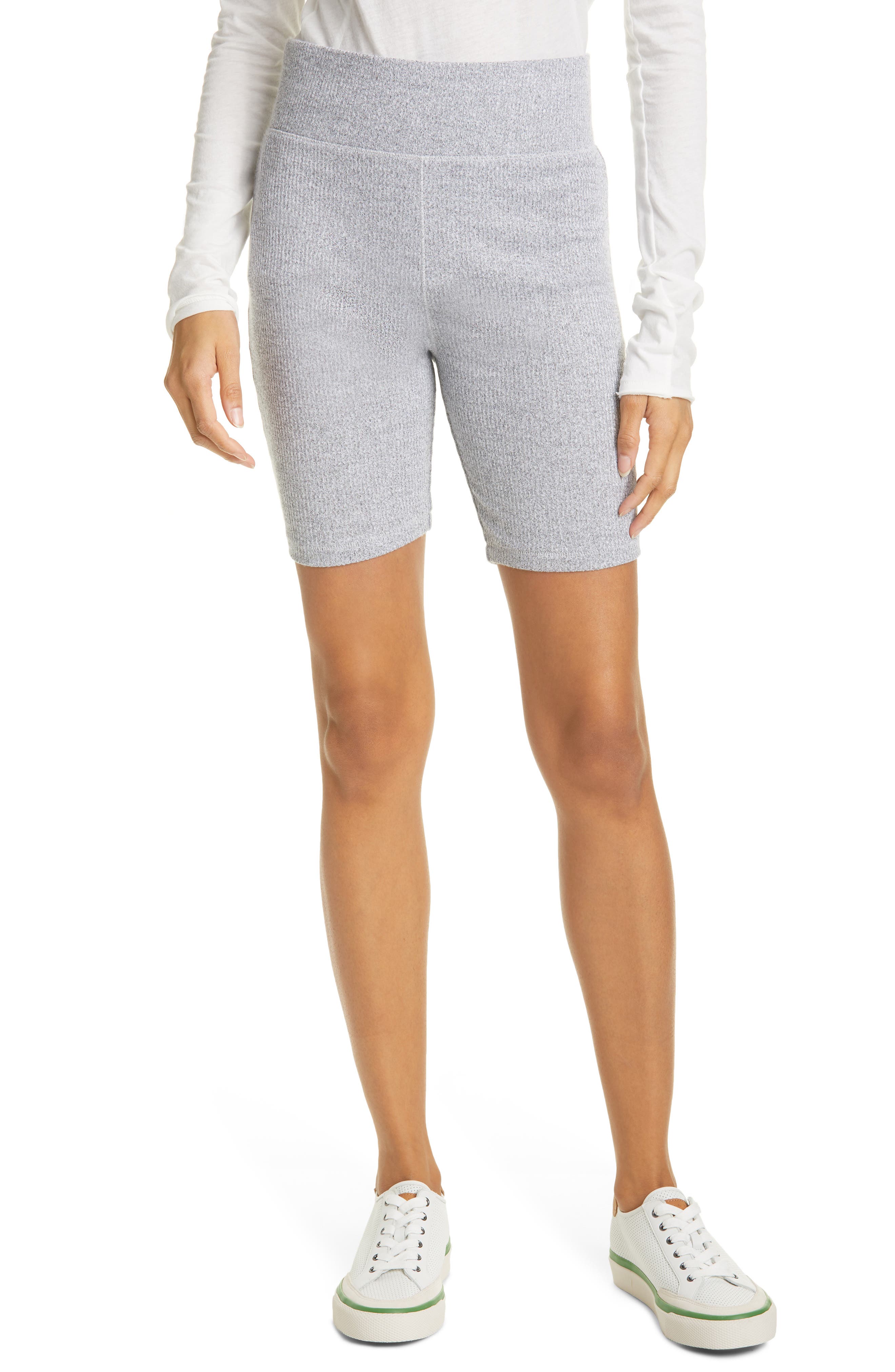 grey ribbed bike shorts