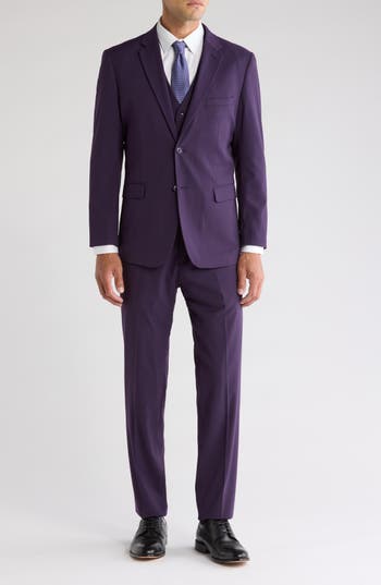 Braveman Classic Fit 3-piece Suit In Plum