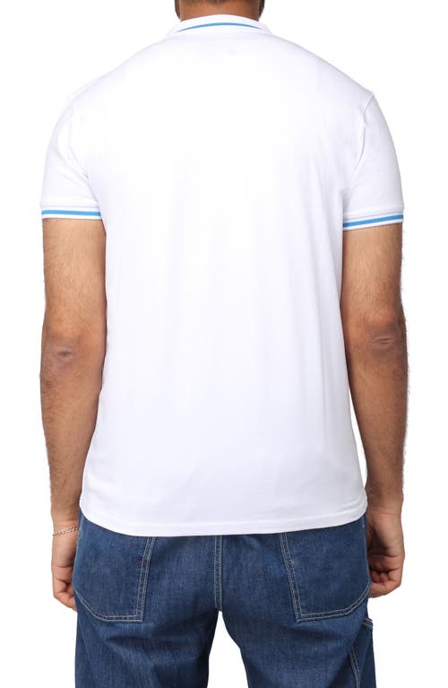 Shop X-ray Xray Pipe Trim Knit Polo In White/ocean Blue