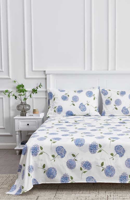Melange Home Hydrangea 400 Thread Count Cotton Sheet Set In Blue