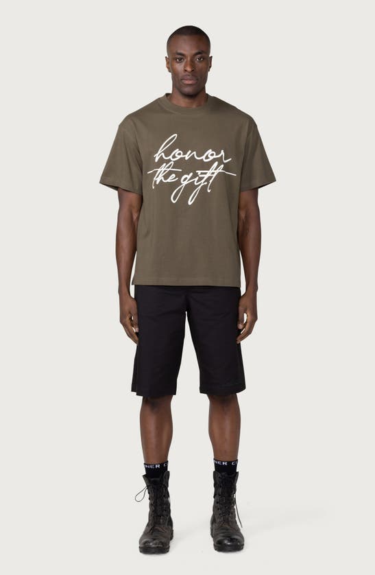 Shop Honor The Gift Oversize Tobacco Flower Graphic Tee In Olive