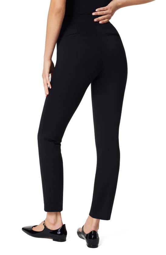 Shop Spanx The Perfect Pull-on Ankle Tapered Ponte Pants In Classic Black