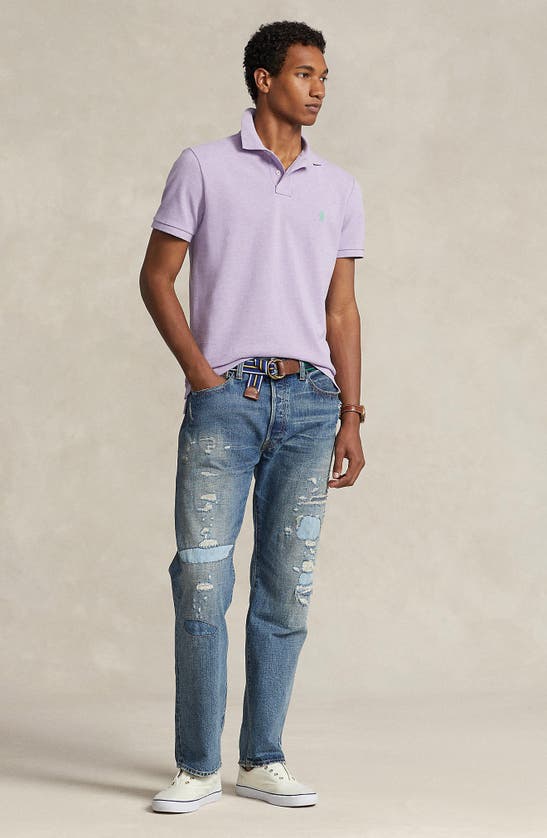 Shop Polo Ralph Lauren Cotton Piqué Polo In Pastel Purple Heather