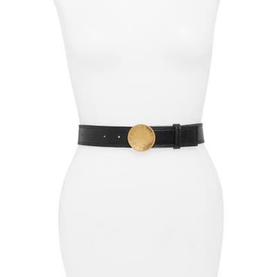 Stella Mccartney Logo Buckle Faux Leather Belt, Black
