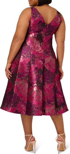 Adrianna Papell Metallic Floral Jacquard Fit Flare Dress Nordstrom