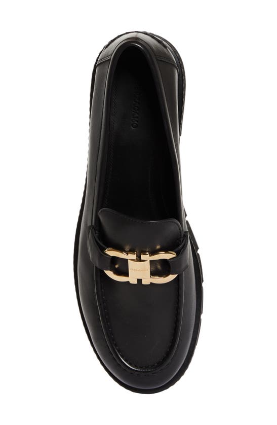 Ferragamo Maryan Chunky Sole Loafers With Gold-tone Hardware In Nero