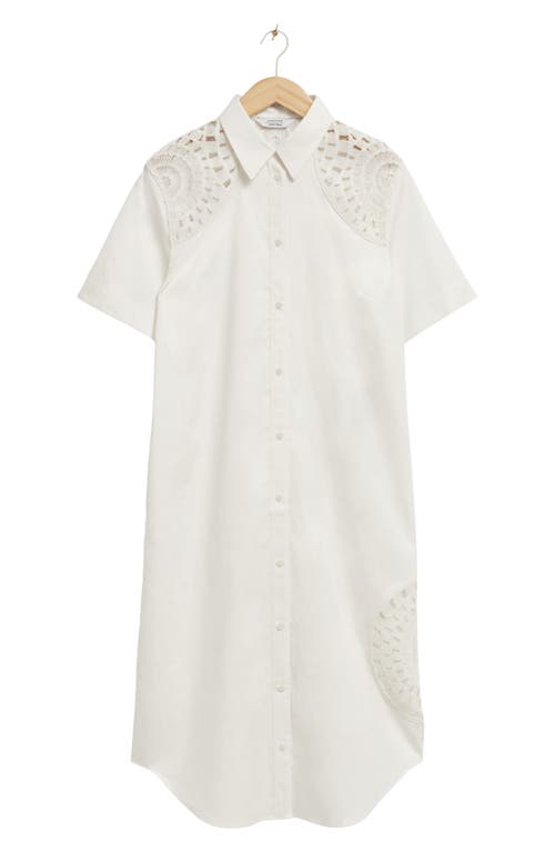 & Other Stories Open Stitch Inset Cotton Shirtdress in White