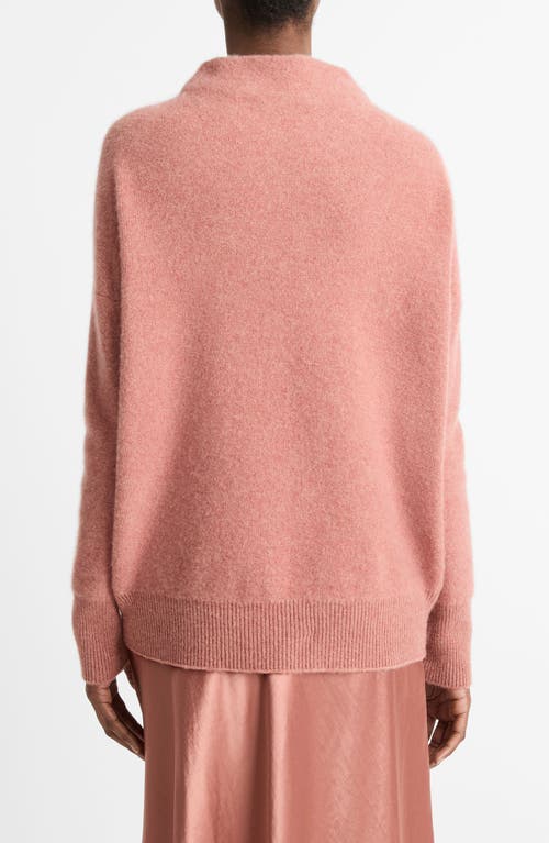 Shop Vince Boiled Cashmere Funnel Neck Pullover In H Vintage Rose