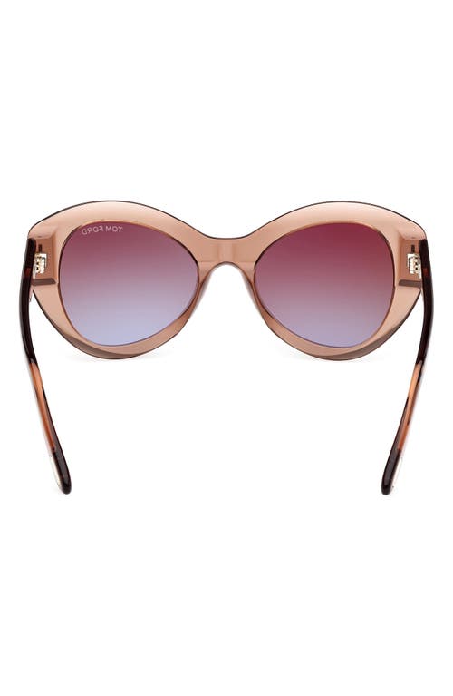 Tom Ford Guinivere 52mm Round Sunglasses In Dark Brown/gradient Brown