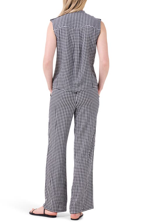 Nic + Zoe Gingham Sleeveless Button-up Shirt In Black Multi
