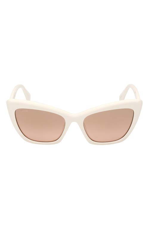 Max Mara 57mm Cat Eye Sunglasses in White /Brown Mirror at Nordstrom