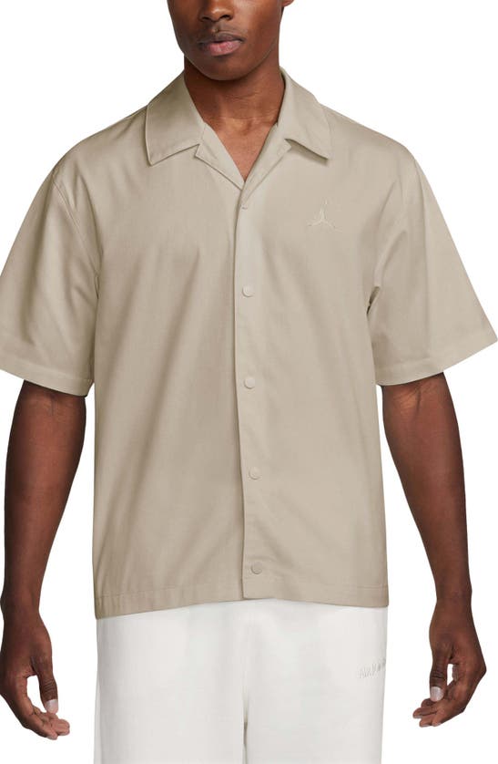 Shop Jordan Flight Essentials Oversize Snap-up Camp Shirt In Legend Light Brown