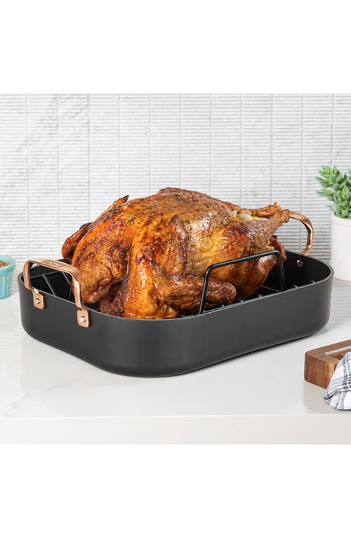 Shop Viking Hard Anodized Nonstick Roasting Pan With Carving Set In Black/copper