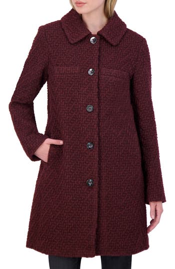 Laundry By Shelli Segal Chunky Knit Coat In Black Plum