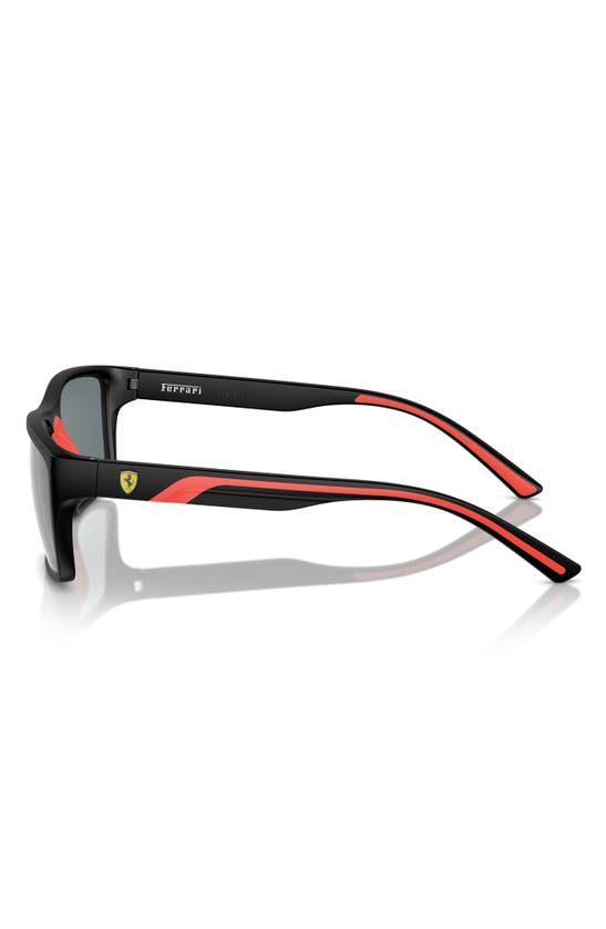 Shop Scuderia Ferrari 59mm Mirrored Rectangular Sunglasses In Black Grey