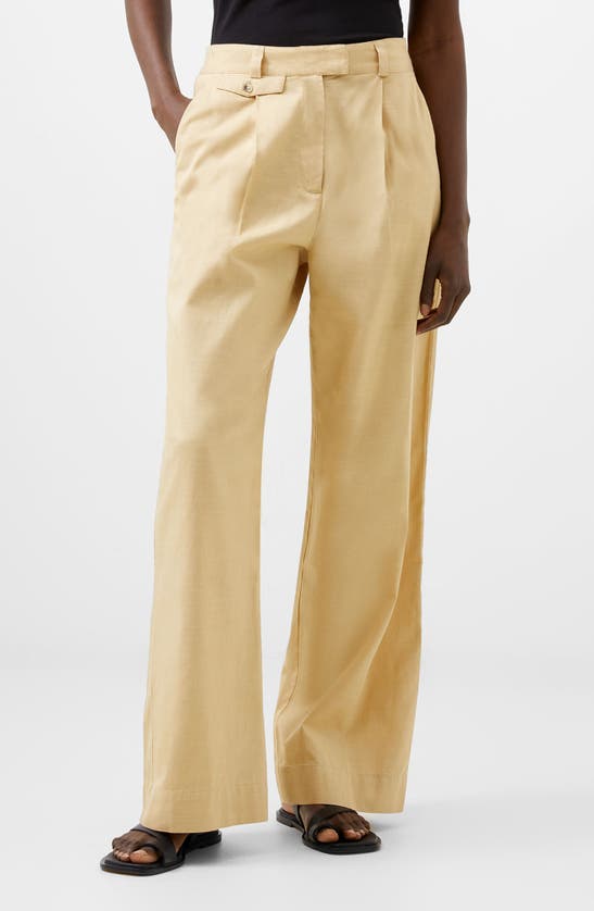 Shop French Connection Alania City Pleat Wide Leg Pants In Biscotti