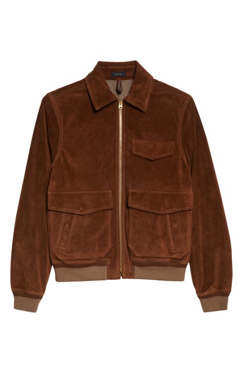 Drake's A2 Suede Bomber Jacket in Brown