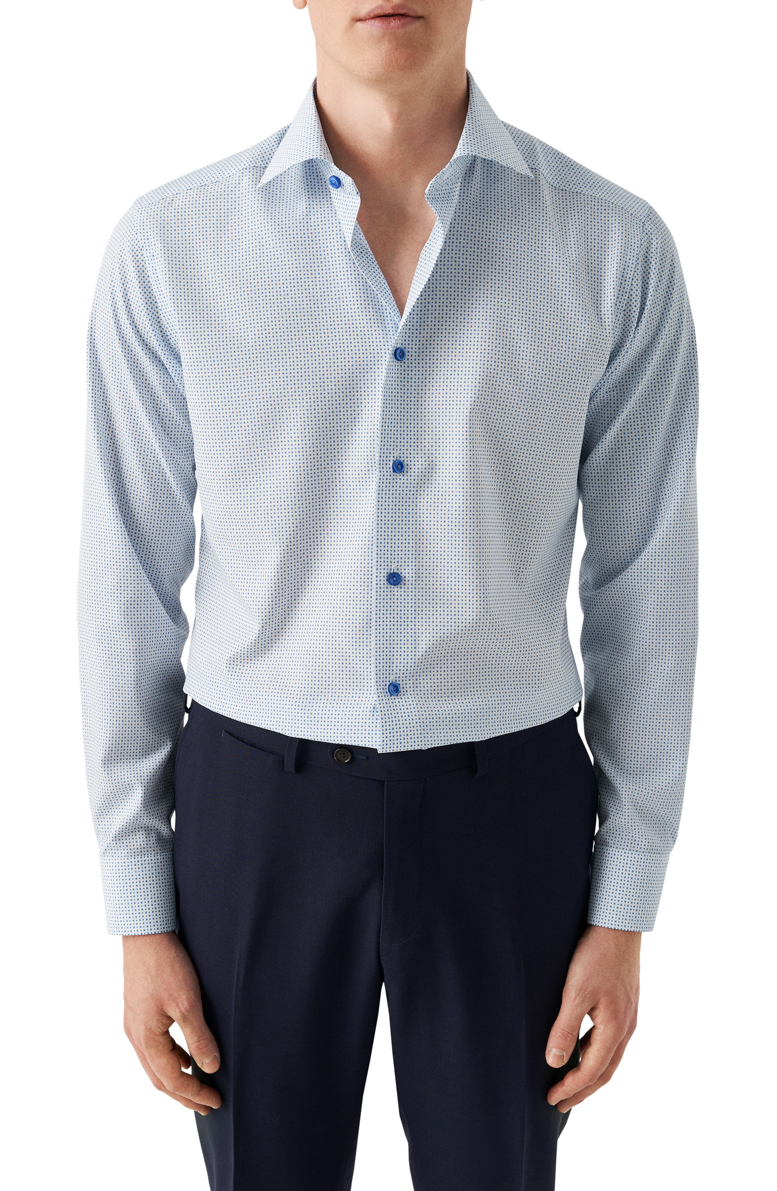 Eton Slim Fit Micro Geometric Cotton Twill Dress Shirt | Nordstrom