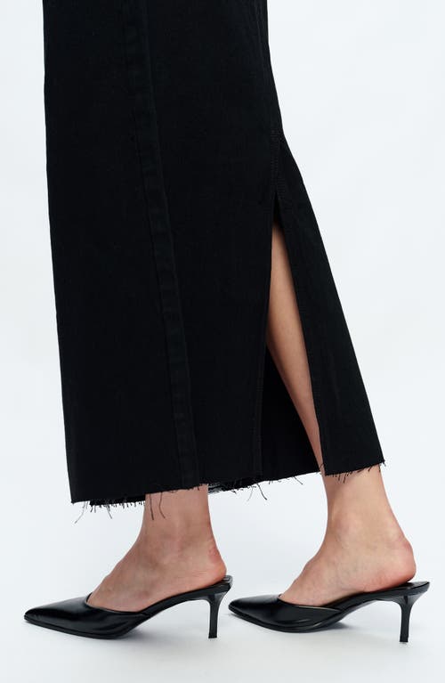 Shop Bayeas Alice Distressed Denim Maxi Skirt In Black