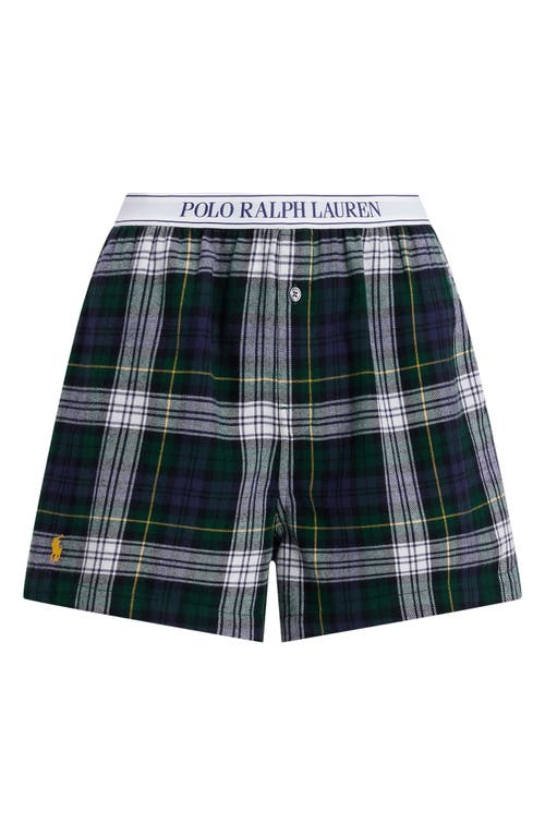 Shop Polo Ralph Lauren Boxer Pajama Shorts In Evergreen Plaid 2