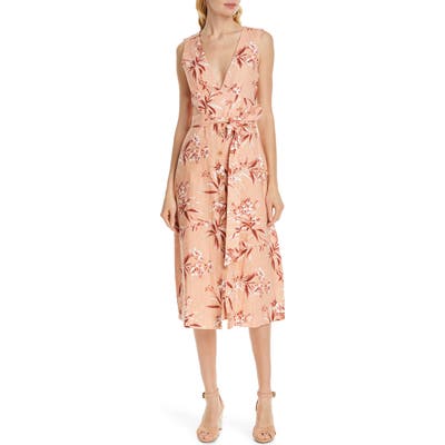 Joie Ethelda Floral Midi Linen Dress, Pink