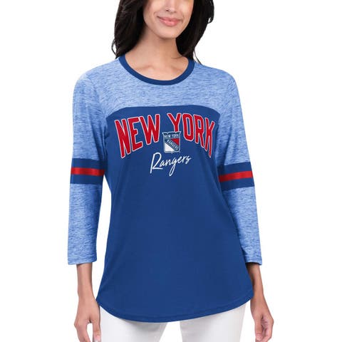 Women's G-III 4Her by Carl Banks Blue New York Rangers Play The Game 3/4-Sleeve T-Shirt