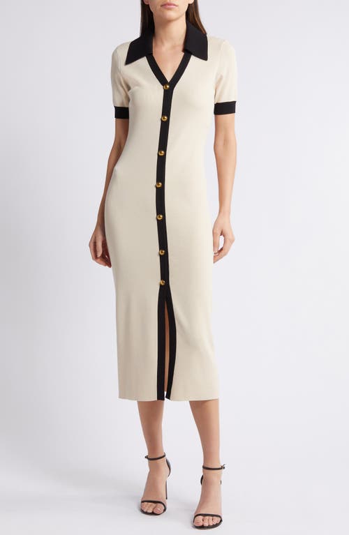 Shop Zoe And Claire Collared Button Front Sweater Dress In Cream