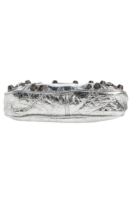 Shop Balenciaga Mini Neo Cagole Metallic Leather Tote In Silver