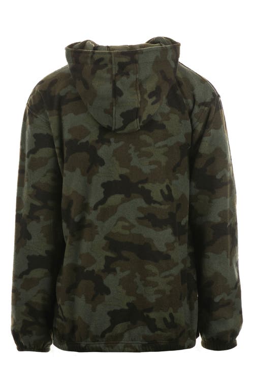 Burnside Polar Fleece Quarter Zip Hoodie In Green Camo