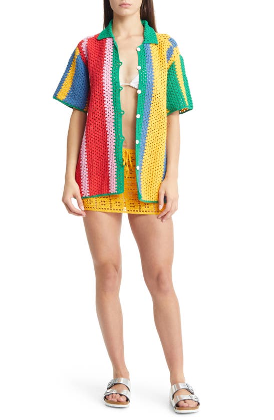 Memorial Day Kembang Crochet Miniskirt In Yellow