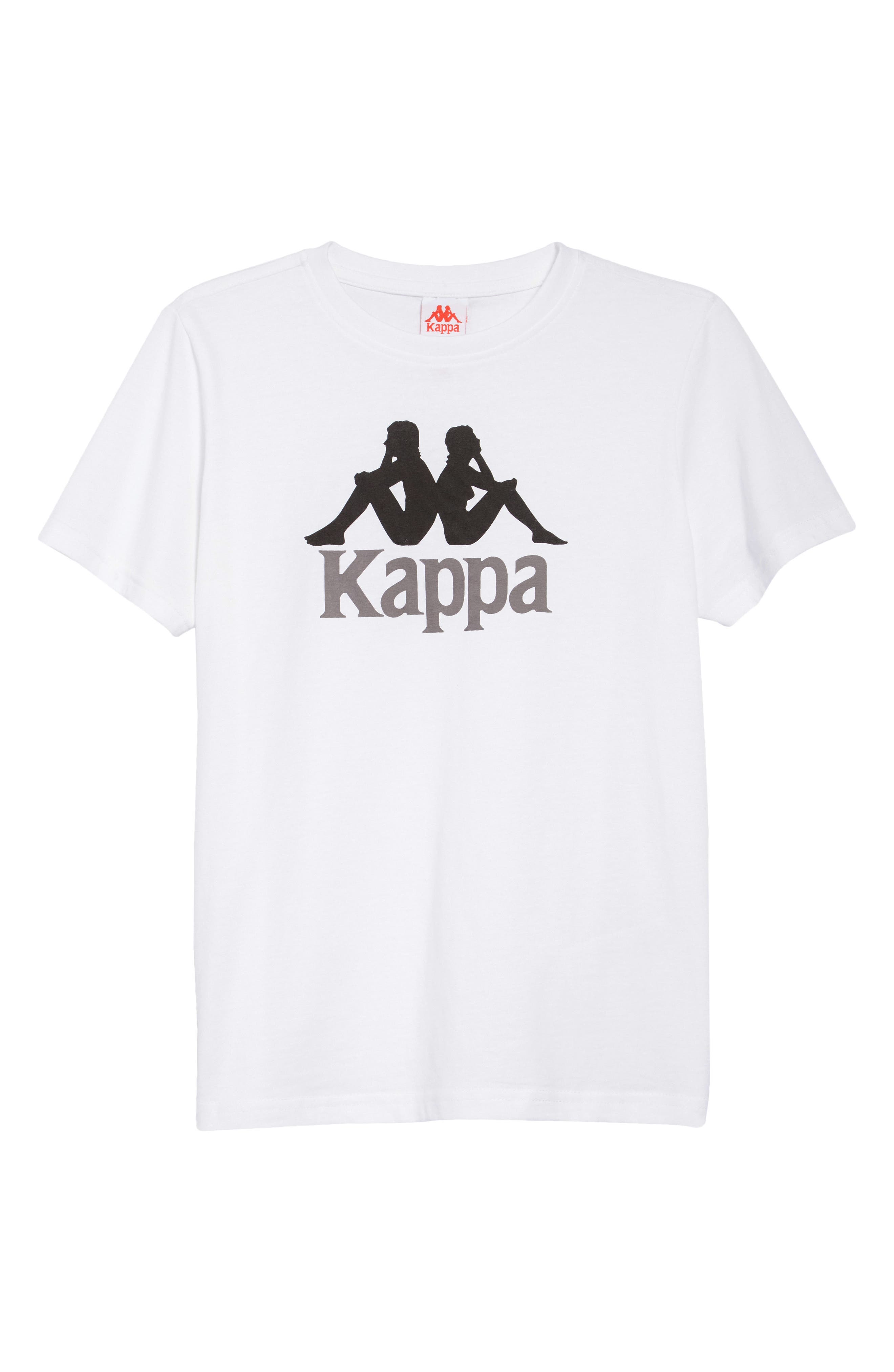 Kappa Kids' Authentic Estessi Logo Graphic Tee in White-Black-Grey Dk at Nordstrom, Size 8Y Us