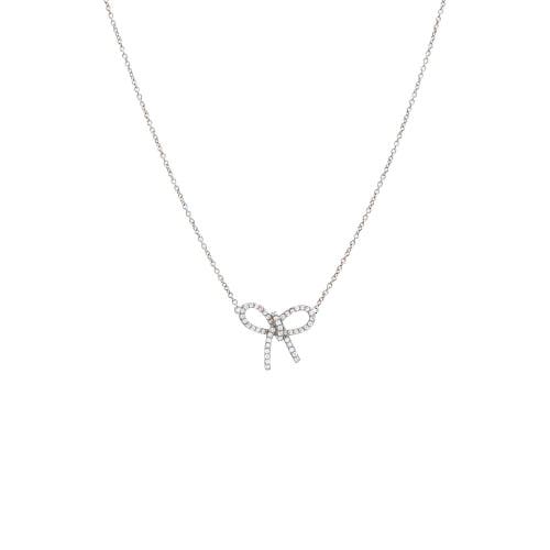 Shop Adina Eden By  Skewed Pave Bow Tie Necklace In Silver