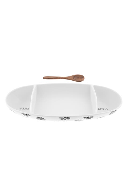 Karma Gifts Milo Divided Platter With Wooden Spoon In White
