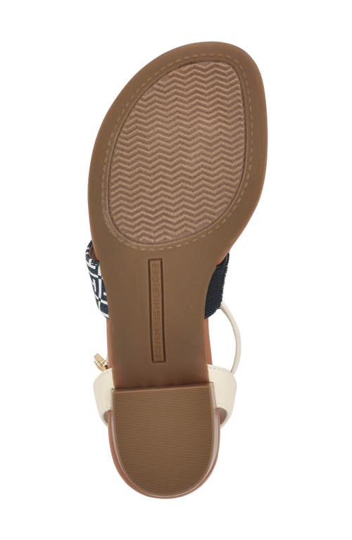 Shop Tommy Hilfiger Kesma T-strap Sandal In Cream/denim Logo