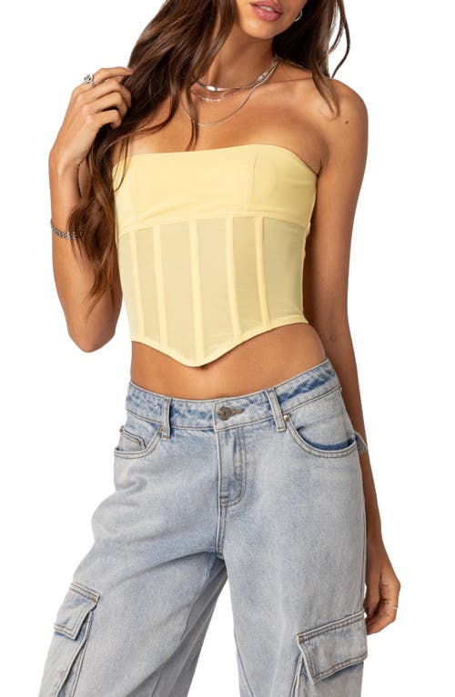 EDIKTED Evangeline Strapless Mesh Corset Top at Nordstrom