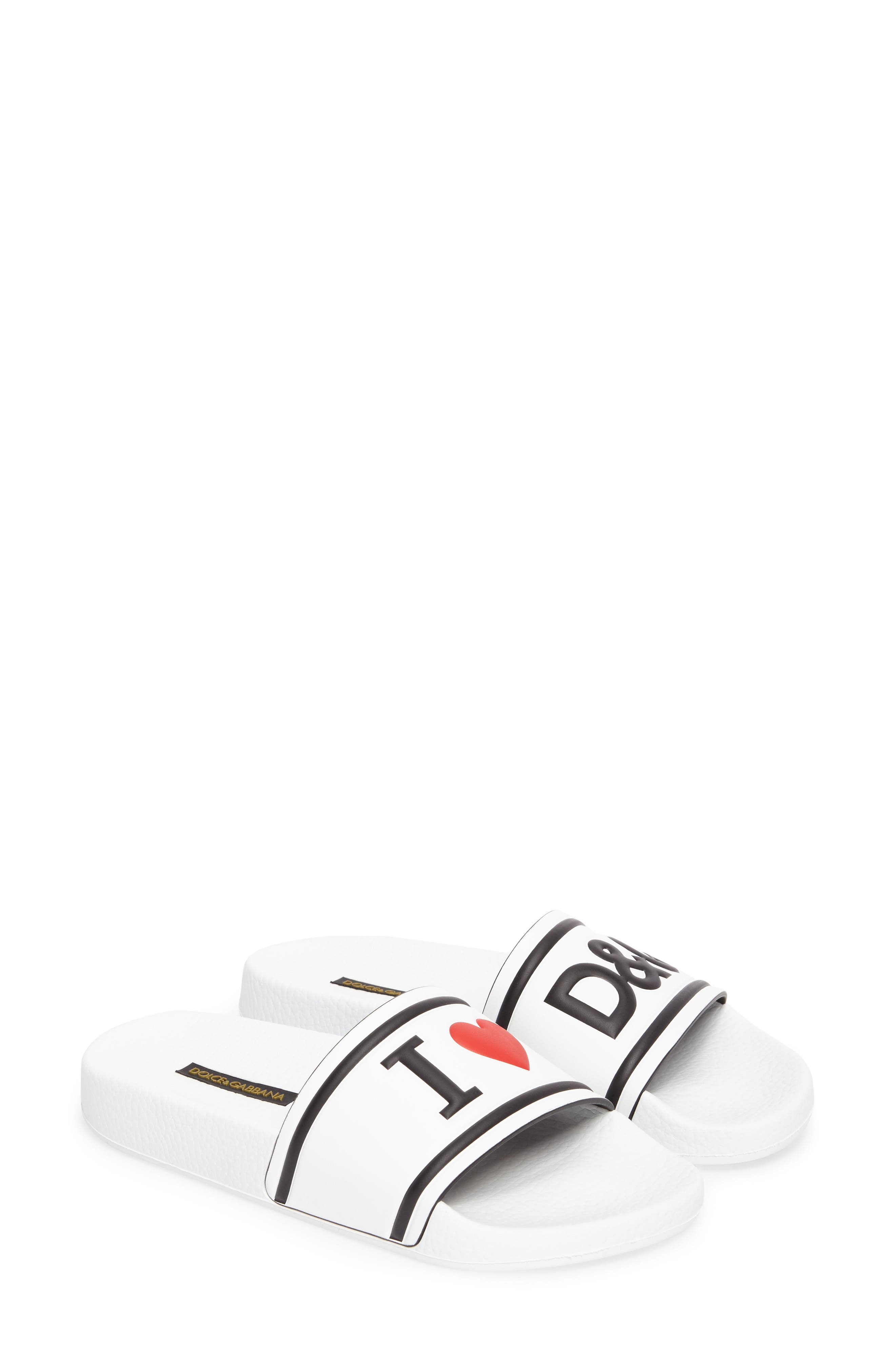 Dolce & gabbana I Love Dg Slide Sandal, White