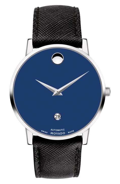 Movado mens outlet blue face watch