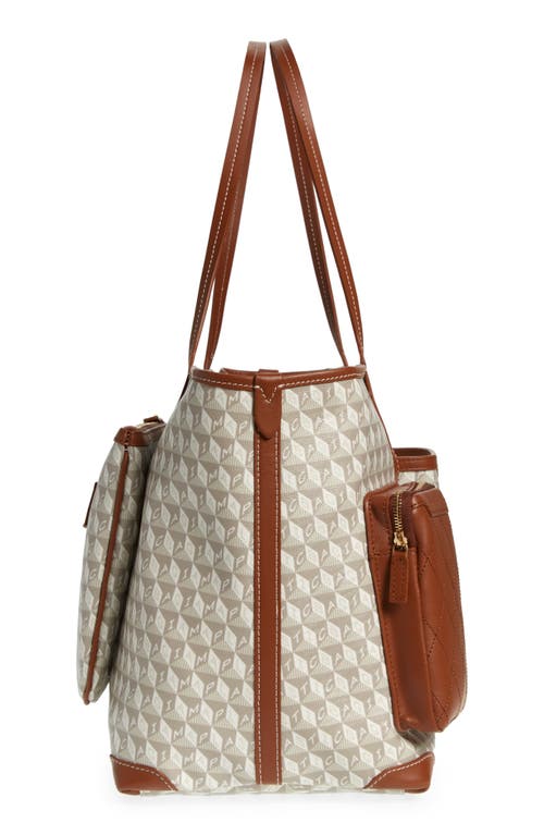 Shop Anya Hindmarch I Am A Plastic Bag Recycled Coated Canvas In-flight Tote In Chalk/cognac