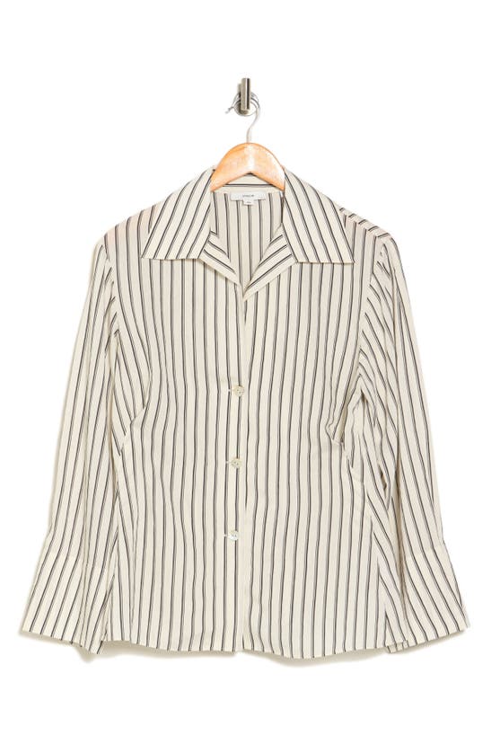 Vince Shaped Double Stripe Button-up Shirt In Neutral